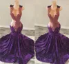 Robe De Bal longue violette à col rond pour filles noires, tenue De fête d'anniversaire en cristal perlé et à paillettes, 2024