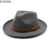 Cappelli Fedora in feltro di lana di alta qualità Cappellino Trilby per uomo adulto Moda Autunno Inverno Cappello formale da jazz 240102