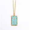 Pendant Necklaces Fashion Jewelry 18K Gold Plated Square Zodiac Sign Necklace Stainless Steel Tarot Card Women Christmas Gift Drop De Dh6Wy