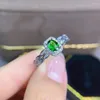 Cluster Rings Attractive Natural Green Diopside Ringfor Women Silver Jewelry Real 925 Good Color Gem Girl Birthday Gift Sale