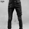 Plus Size Straight Jeans Man Pants Spring Summer Boyfriend Streetwear Skinny Zips 3 Colors Cacual Long Denim Trousers 240102