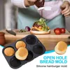 Baking Moulds Hamburger Bun Pan 4/6 Cavity Bread Mold Flexible And Reusable Muffin Top Pans For Burger English