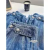 MM24 Autumn Winter New Women's Jeans Fashionable Rhinestone Design Hög midja raka smala jeans breda benbyxor