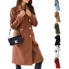 معاطف الخندق النسائية أزياء السيدات معطفًا غير رسمي في فصل الشتاء المكتب الشتوي الطويل معطفًا مزدوجًا صوفًا