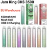E Cigarett Jam King CKS 3500 VAPES Disponible Puff Bar EU Warehouse i lager 6 ml Förfylld juice-smak 650mAh USB-C Laddningsnät Col Crystal Vape Razz Bar