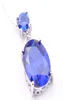 LuckyShine 12 Piecelot Wedding Jewelry Swiss Blue Topaz Oval Gemstone 925 Silver Neckor for Women PendantsChain New7350133