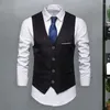 Men's Vests Men Suit Vest Business Tuxedo Formal Waistcoat Slim Fit V Neck Sleeveless With Anti-wrinkle Silky