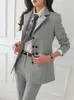 女性ヴィンテージ高品質のオフィススーツレディースワークウェアオルパンツスーツフォーマルな女性ブレザージャケットベストズボン3ピースセット240102