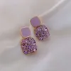 2022 Stud Earrings Sweet Style Autumn and Winter Net Red Paragraph Rhinestone Purple Love Ear Geometric Diamond Girl 2024