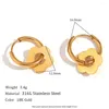 Hoop Earrings 2024 Flower Drop Gold Color Stainless Steel Bohemian Fashion Wedding Jewelry Gift In