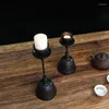 Candle Holders Iron Retro Candles Black Fireplace Floor Small Candlestick Apartment Pedestal Kaarshouder Decorative Items For House