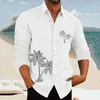 Camisas casuais masculinas camisa de palmeira confortável e elegante férias diárias primavera outono lapela manga longa botão design