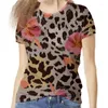 Mulheres camisetas Mulheres T-shirt Redondo Pescoço Leopardo Impressão Verão Moda Roupas O-pescoço Senhoras Manga Curta Harajuku 2024 Blusas Mulher Tees