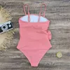 Damskie stroje kąpielowe One Piece Swimsuit 2024 Kącik do kąpieli dla kobiet odzież pływającego w bikini plisowanym z solidnym kolorem Bra Spandex Sexy