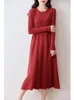 Robes décontractées Robes Para Mujer 2024 Mode d'hiver Longueur-Ken Cachemire Femme O-Cou Laine Vêtements DR01