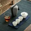 Ensembles de thé couvercle bol tasse à thé en céramique Portable service à thé voyage faisant artefact bureau rapide invité tasse 3 tasses dans un Pot