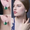 Bileklik Jewelrypalace Yeşil Simüle Nano Emerald Sterling Sier Hoop Clip Küpeler Kadınlar İçin Kilit Kesme Taş Takı