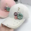 0130 Drop Plush Flower Flower Pearl Street Sport Lady Baseball Cap Women Leisure Hat 240103