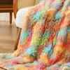 Comfort namaakbont deken tie-dye fuzzy pluizig pluche beddengoed decoratieve bankspreien voor banksprei op het bed 240103