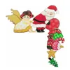 Juldekorationer dörrramdekor Santa Claus älg trätrydnader hänge för hem 2024 Navidad Noel år