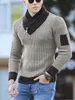 Koreaanse Mode Herfst Mannen Casual Vintage Stijl Trui Wollen Coltrui Oversize Winter Warme Katoenen Truien Truien 240103