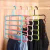 Hangers Multifunctioneel kleurenrek met vijf lagen, droog en nat, broekclip voor tweeërlei gebruik, meerlaagse plastic hanger, garderobemagie