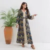 Roupas étnicas Marroquino Caftan Vestido Abaya para Mulheres Muçulmanas Robe Solto Encaixe V-Pescoço Dubai Turquia Longo