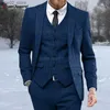 Herrdräkter blazrar grå tweed kostymer för män smala passform formell sillben brudgum vintage bröllop tuxedo casual affärsjacka västbyxor 3 stycken set Q230103