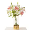 Decorative Flowers Artificial Flower Double-headed Lily Plastic Home Decoration Wedding Length 57.5CM Decerations