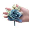 Dekorative Blumen 13 Farben Hochzeit Strand Boutonniere Knopflöcher Bräutigam Trauzeuge Mann Rose Zubehör Prom Anzug Dekoration