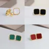 2022 Stud Four Leaf Clover Earring Stud Earrings Designer For Women Fashion Jewelry Woman 18K Gold Plated Blue Red Pink Ear Ring Luxury Jewelrys Gifts Accessories