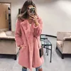 Frauen Pelz Lange Faux Mantel Jacke 2024 Frauen Herbst Winter Dicke Warme Mäntel Woven Block Trend Weiß Schwarz Koreanische parkas