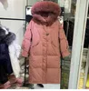Feminino para baixo 2024 mulher pato casaco longo jaqueta com grande capuz de pele natural real quente parkas feminino roupas de inverno outerwear