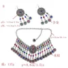 Necklaces Afghan Sier Color Coin Tassel Bib Statement Necklace & Earring Sets for Women Turkish Gypsy Rhinestone Necklace Party Jewelry