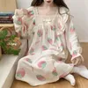 Dames nachtkleding nachthemd Dames Lente Herfst Zoete prinses Japanse schattige meisjes Halflange slaapshirts met lange mouwen Casual nachthemden