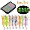 Hooks 8st Bag Lysande EGI Fiske Lure Squid Bait Jigs Octopus With The Glow Ben 8 Colors 220721