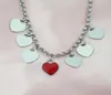 7 Corazones Collar de 10 mm Mujeres Siete Pareja de Acero Inoxidable Azul Verde Rosa Rojo Colgante Joyería Regalos de Navidad para Mujer Accessorie9873724