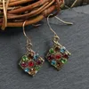 Dangle Earrings Bohemian Vintage Bronze Flower Leaves Hollow Metal Drop Hook For Women Girls Earring Jewelry Gift