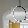 Lampes suspendues minimaliste ligne géométrique lustre modèle moderne salle à manger table bar longue bande LED