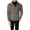 Mäns märke kläder blazer smal mode högkvalitativ pläd casual jacka mäns ull korta smala fit blazer 240102