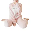 Zimowa odzież sutowa 1PC Winter Pajama Zestaw Flanela Flanela kreskówki Długie rękawy Wzory