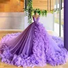 Ruffles Women Tulle Dresses Formal Party Gowns V Neck Long Evening Dresses 2024 Puffy Ball Gown Maternity Photo Dress