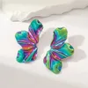 Stud Earrings European And American Style High-end Metal Liquid Irregular Leaves Fashionable For Women Jewelry