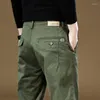 Męskie spodnie wiosna zielona bawełniana stała praca noszenie swobodne spodnie szerokie koreańskie Y2K odzieżowe ładunki do joggera