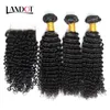 Trames Indiennes Bouclées Vierges Cheveux Tisse Avec Fermeture 4pcs / Lot Non Transformés Indien Crépus Bouclés Cheveux Humains 3 Faisceaux Avec Fermeture À Lacets Gratuit / M