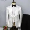 Mäns kostymer blazers blommor tryckta män passar 3 stycken smal fit mode sjal lapel jacka västbyxor set prom party affärs lyxguld män tuxedos q230103