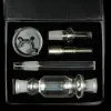 Kits de vidro NC com 14mm 18mm Dicas de titânio Prego Keck Clip Mini NC Wax Oil Dab Rigs Nector Collector Palha Portátil Fumar Cachimbos BJ