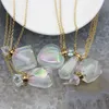 5 chaînes plaquées or en forme d'arc-en-ciel Aura cristal bouteille de parfum pendentifs collierAB Quartz diffuseur d'huile essentielle flacon charmes 240102