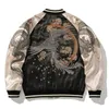 Spring and Autumn Embroidered Jacket Dragon Animal Mens Baseball Uniform Contrast Color Casual Couple Clothes 240103