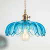 Lustres Oufula Nordic Laiton Pendentif Lampe Moderne Chambre Chevet Couleur Verre LED Restaurant Bar Allée Lustre